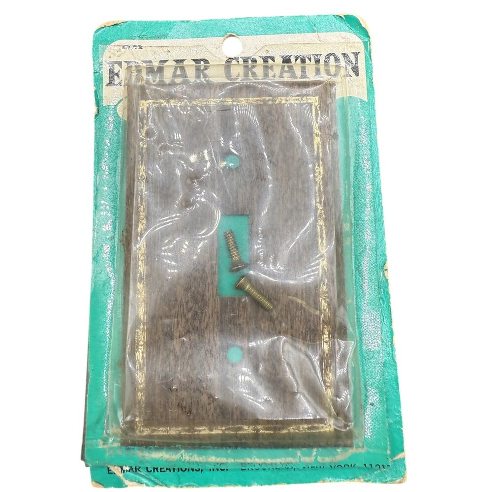 🪵 Edmar Creations Walnut Switch Plate Vintage Retro Woodgrain Wall Cover NOS